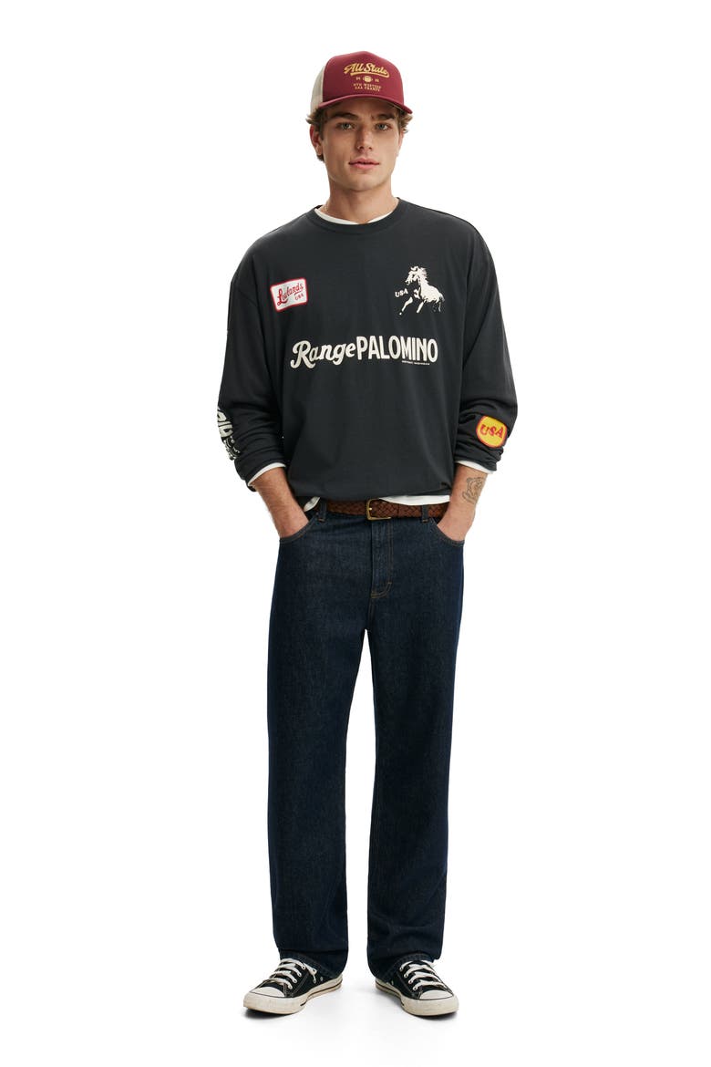 Men's Regular Fit Graphic Ls T-Shirt, Alternate, color, Washed Black  Palomino