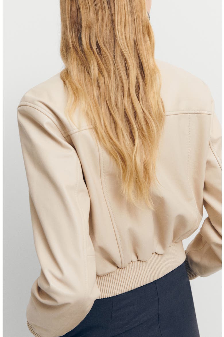 Leather Bomber Jacket, Alternate, color, LIGHT BEIGE