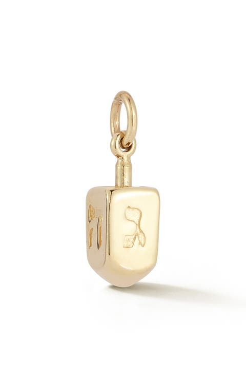 14K Gold Dreidel Charm