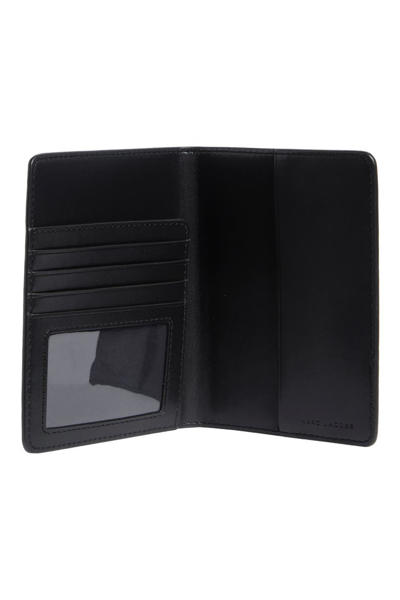 Bold Logo Leather Passport Case, Alternate, color, BLACK