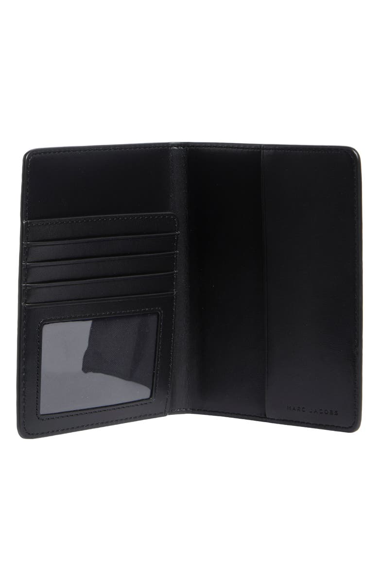 Marc Jacobs Bold Logo Leather Passport Case, Alternate, color, Black