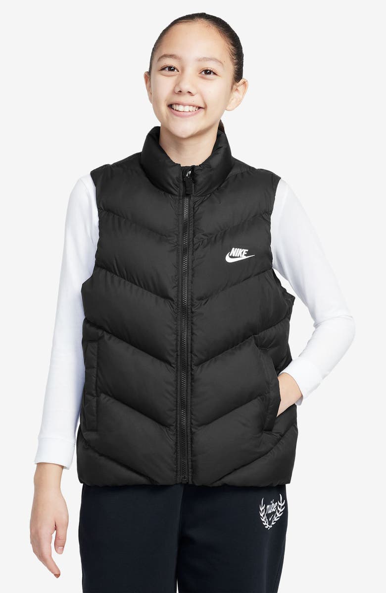 Nike Kids' Sportswear ADP Puffer Vest, Main, color, Black/ White