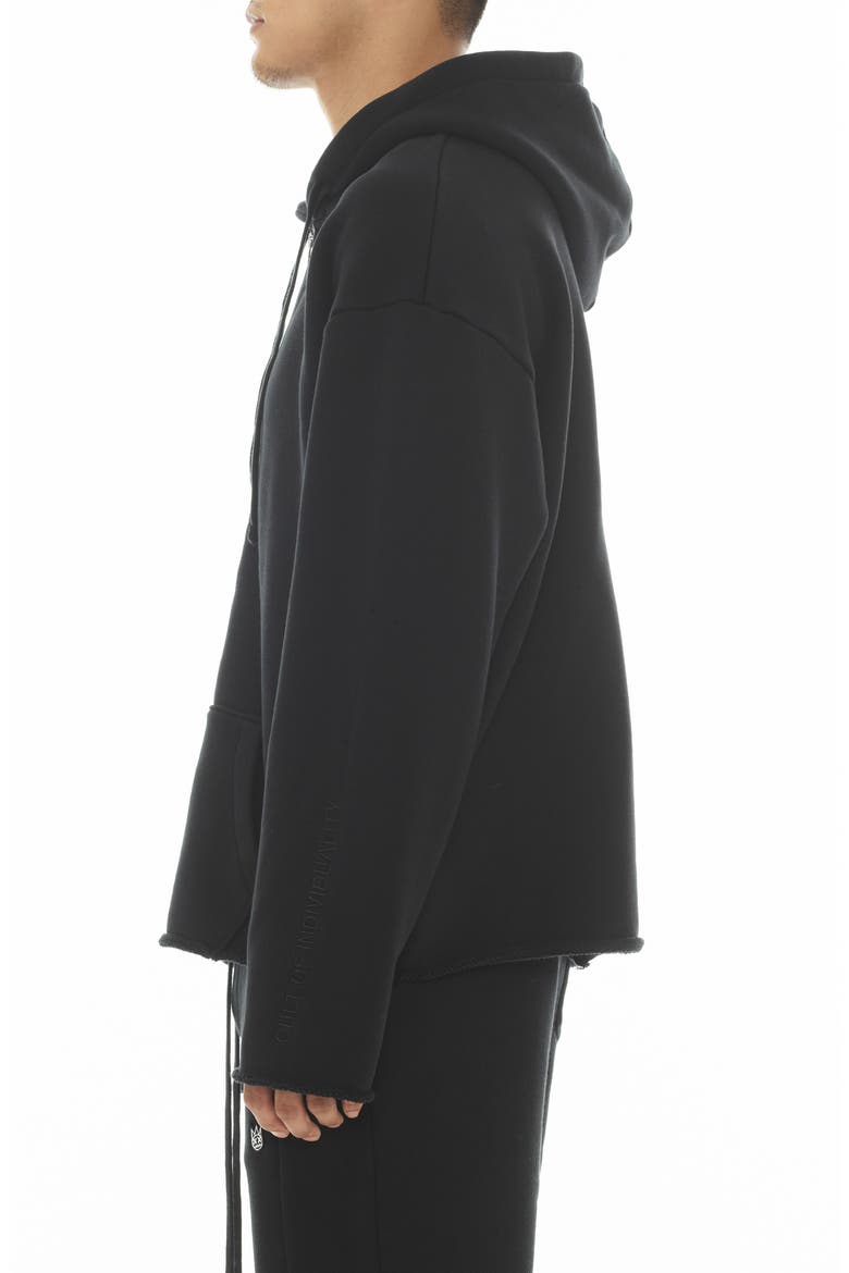 Core Raw Hem French Terry Zip Hoodie, Alternate, color, BLACK