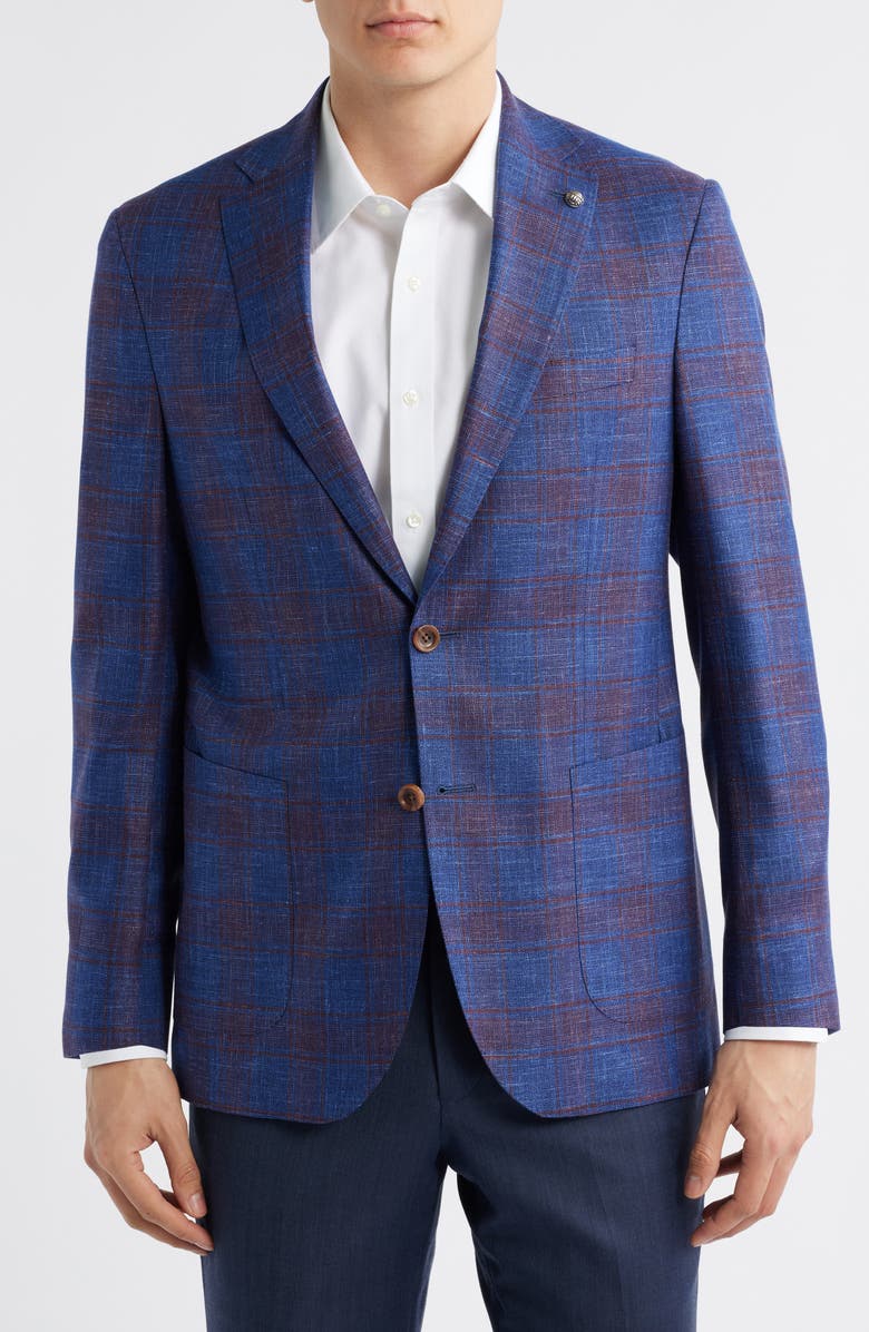 Jack Victor Hampton Deco Plaid Sport Coat, Alternate, color, Medium Blue