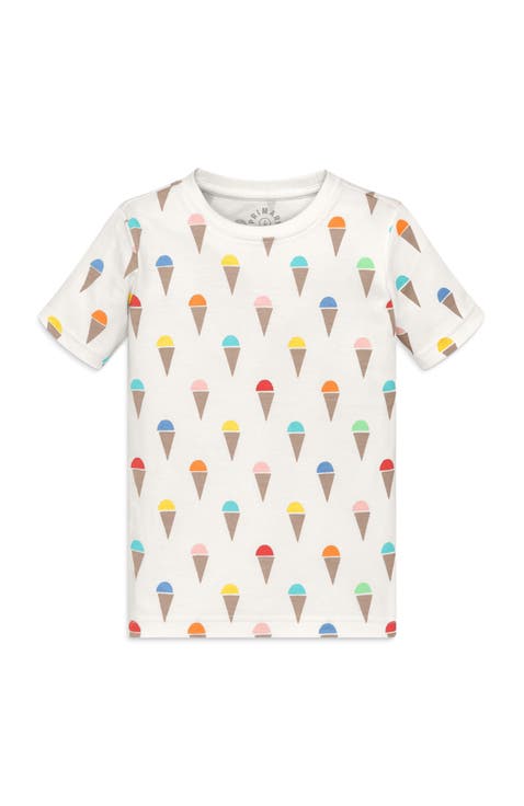 Kids Organic Short Sleeve Pj Top In Rainbow Scoops (Toddler, Little Kid, Big Kid)