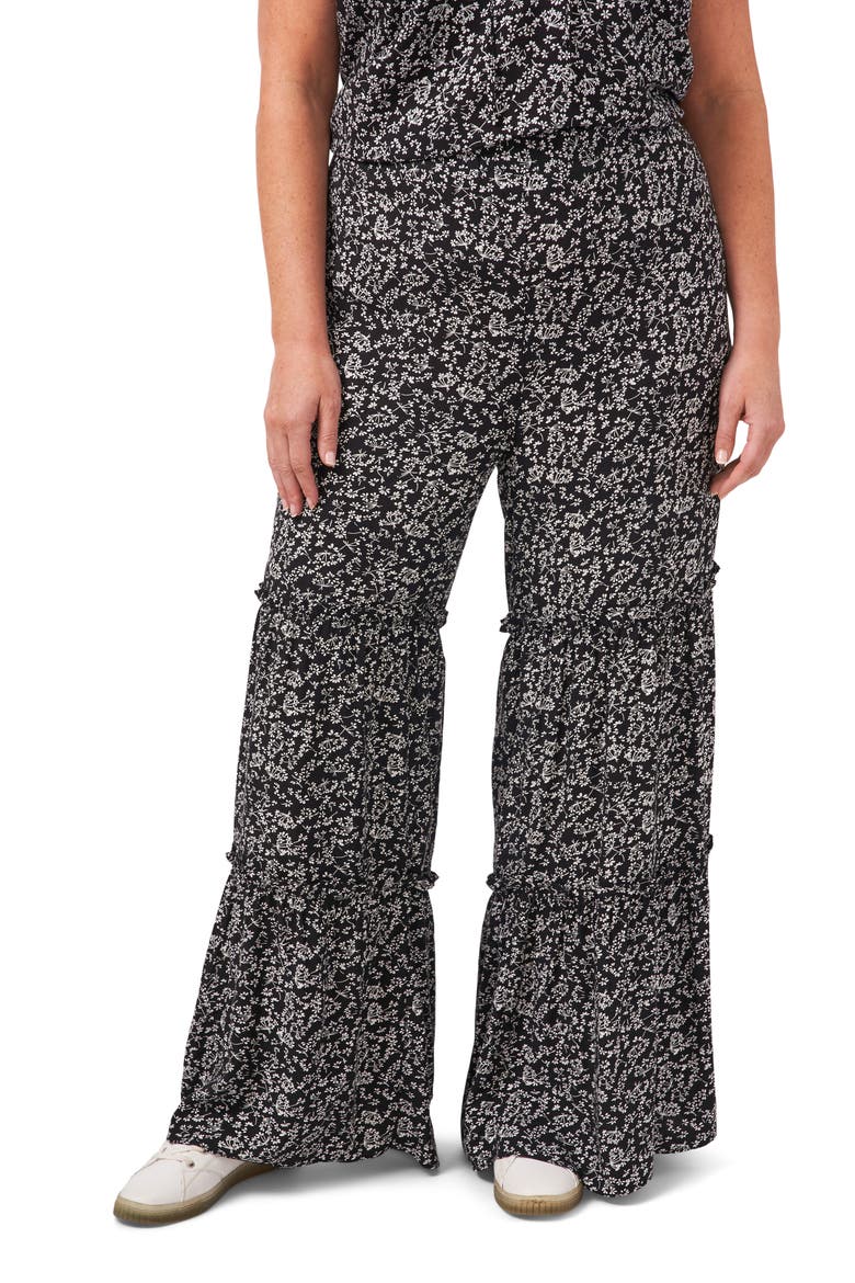 Ditsy Ruffle Pants, Main, color, RICH BLACK