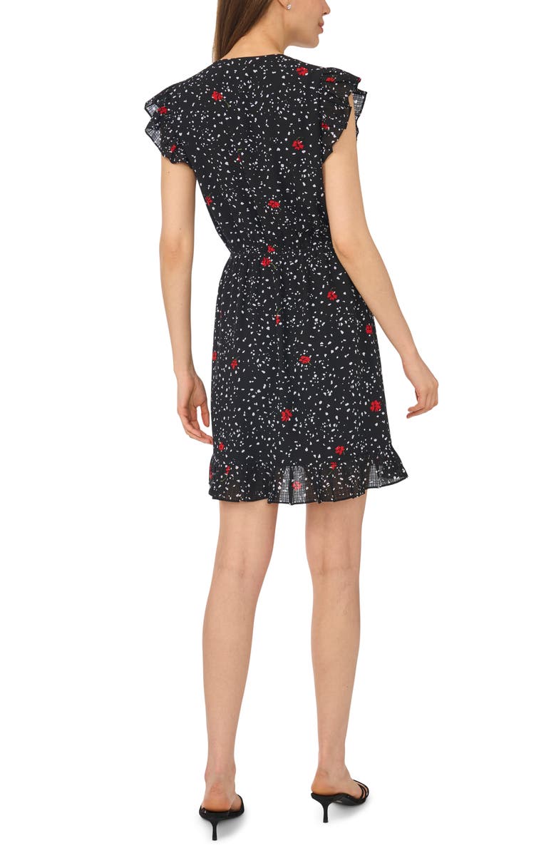 CeCe Ruffle Surplice Faux Wrap Miniskirt, Alternate, color, Rich Black