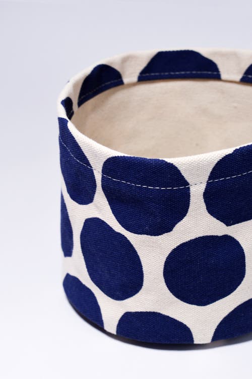 Dance Happy Large Circles Round Bin/canvas Planter In Navy