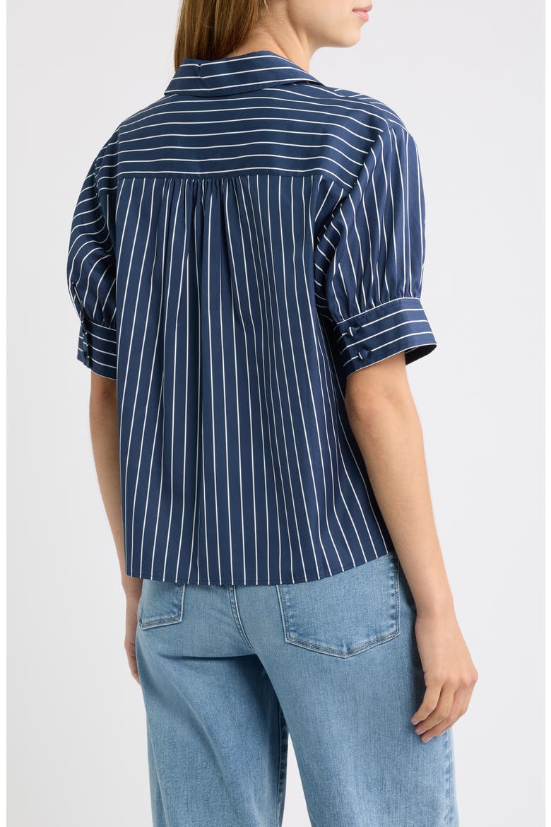 The Stripe Cotton Popover Top, Alternate, color, NAVY MULTI STRIPE