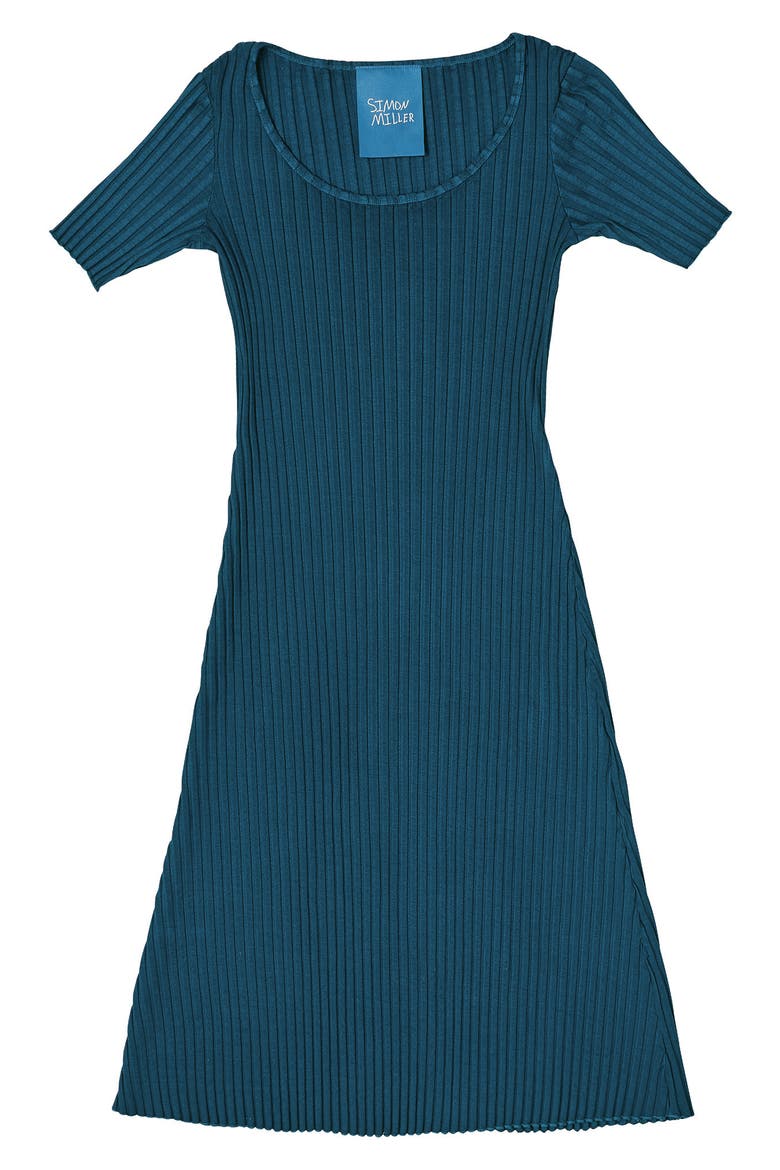 RIB by Simon Miller Andros Ribbed Body-Con Midi Dress, Alternate, color, TRUE TEAL