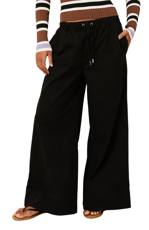 Solid & Striped The Flynn Stretch Cotton Drawstring Wide Leg Pants In Black