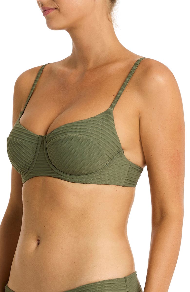 Sea Level Spinnaker Underwire Balconette Bikini Top, Alternate, color, Khaki