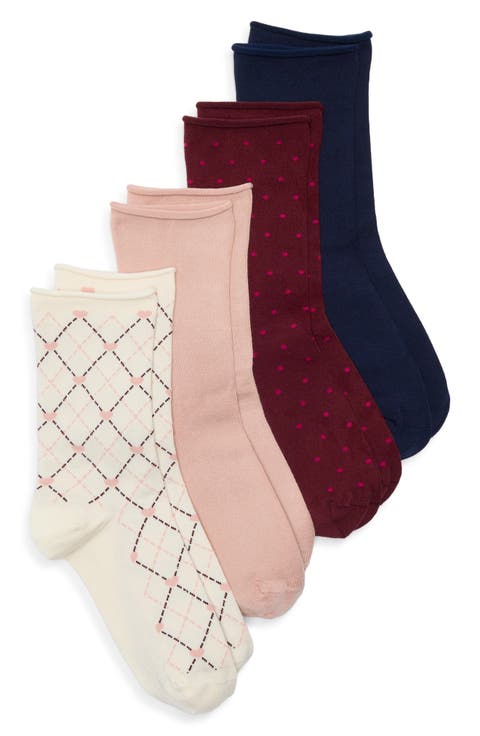 Assorted 4-Pack Roll Top Crew Socks