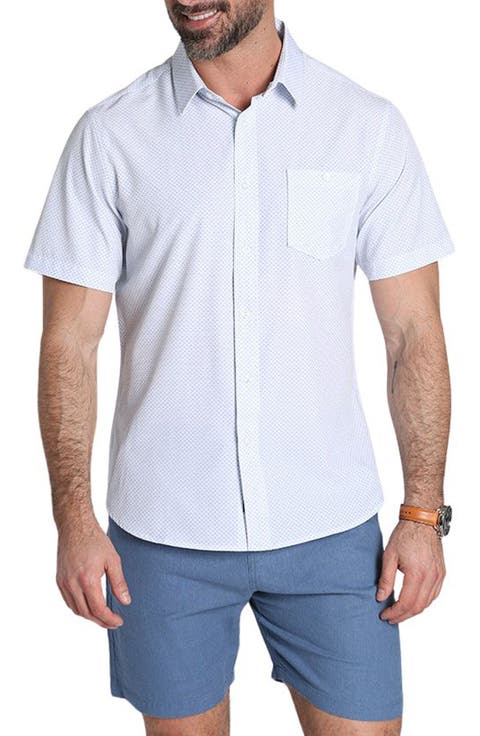 Classic Fit Short Sleeve Button-Up Tech Shirt