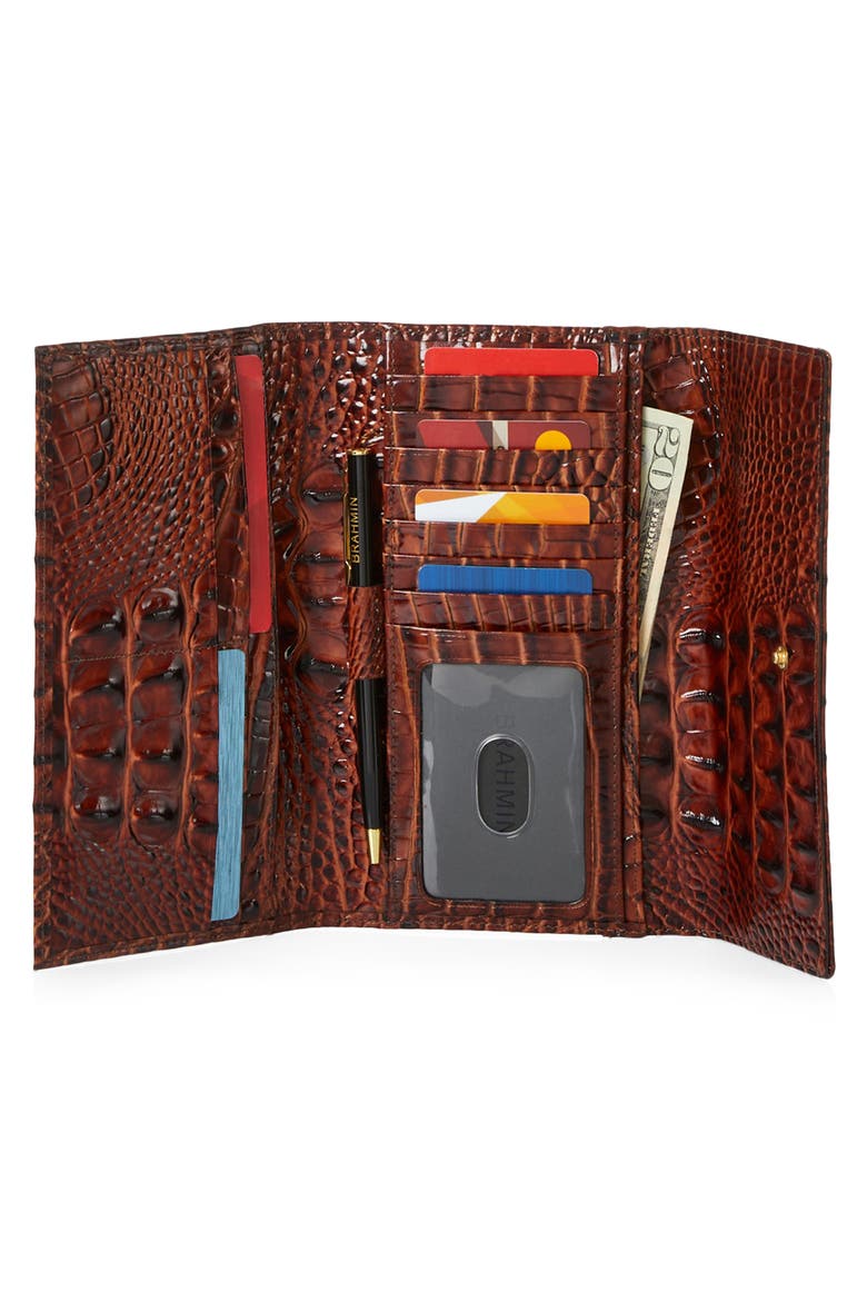 Cordelia Croc Embossed Leather Wallet, Alternate, color, PECAN