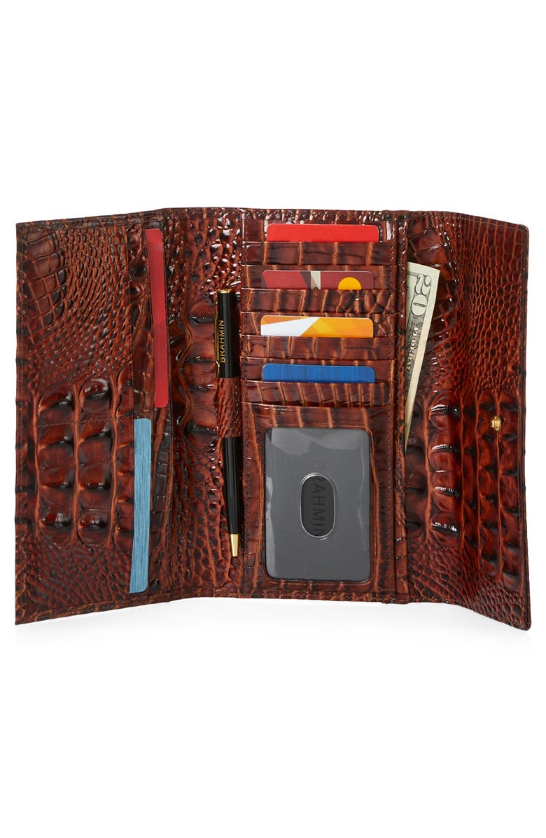 Brahmin Cordelia Croc Embossed Leather Wallet, Alternate, color, Black