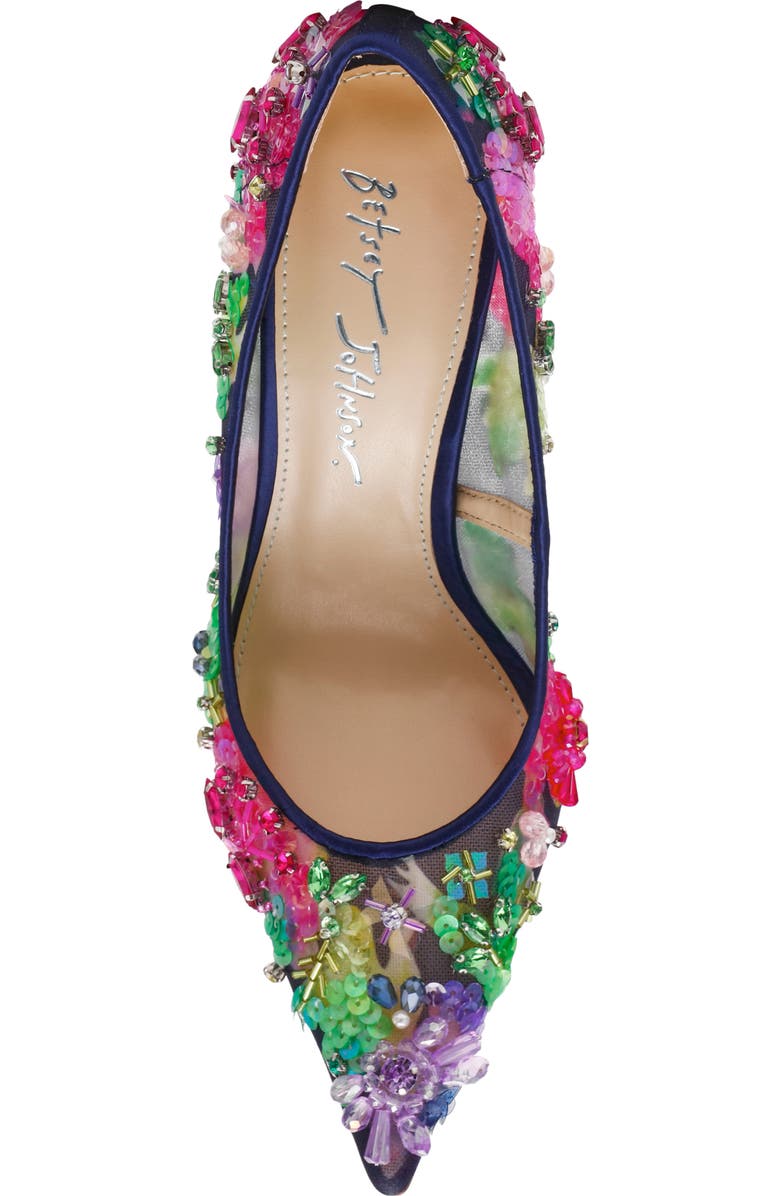 Betsey Johnson Netta Pointed Toe Pump, Alternate, color, Navy Multi
