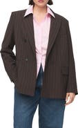 MANGO Double Breasted Pinstripe Blazer