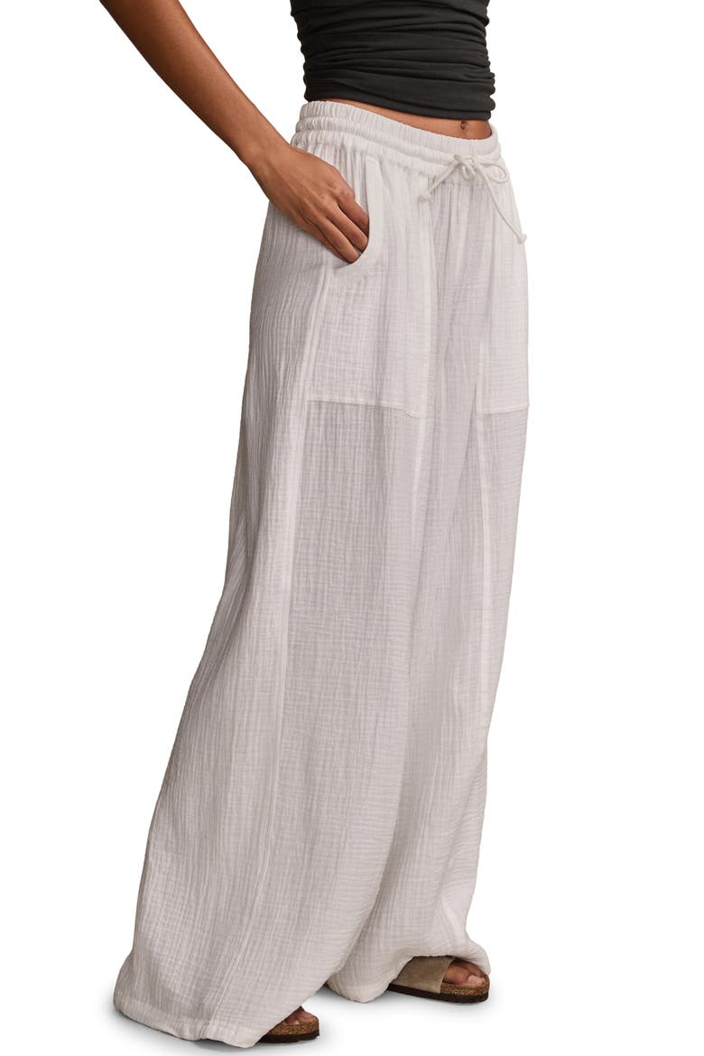 Beachy Cotton Gauze Wide Leg Pants, Alternate, color, BRIGHT WHITE