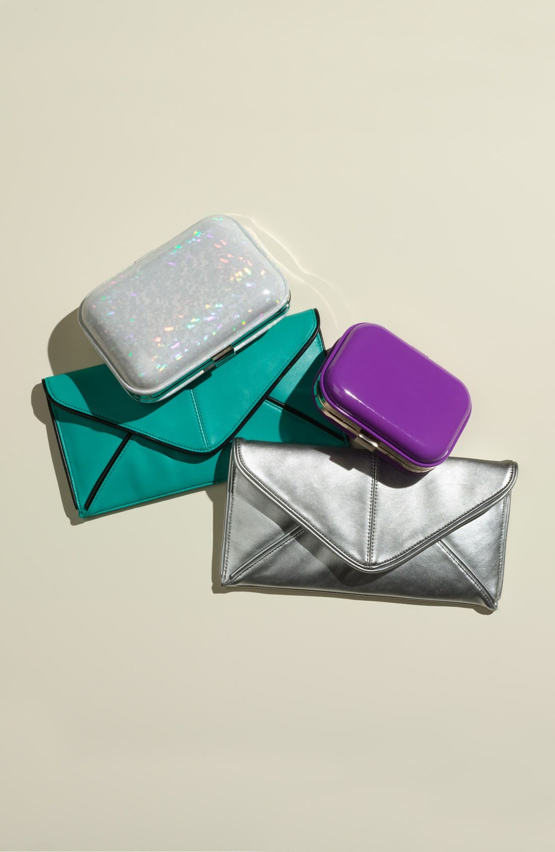 Faux Leather Envelope Clutch, Alternate, color, BLACK/ NUDE