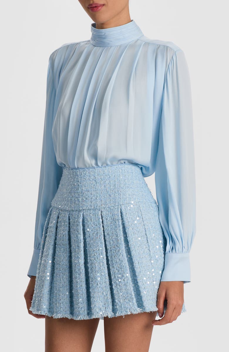 Alice + Olivia Gertrude Mock Neck Top, Alternate, color, Carolina Blue