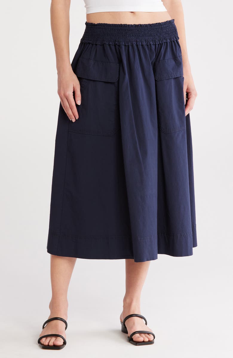 Democracy Smocked Waist Skirt, Main, color, Navy