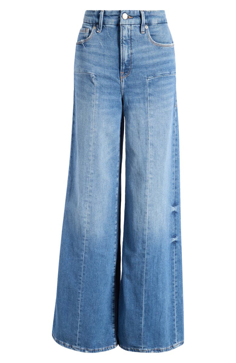Good American Good Waist Center Seam Palazzo Jeans, Alternate, color, Indigo659