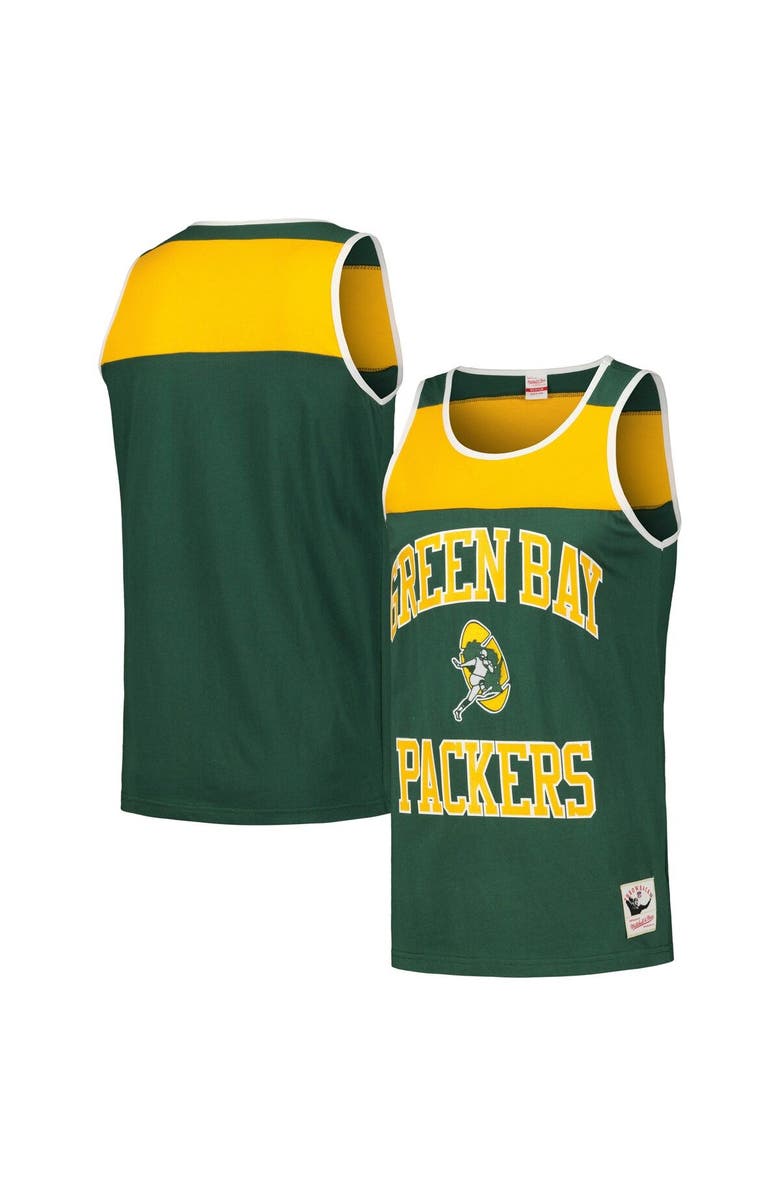 Mitchell & Ness Men's Mitchell & Ness Green/Gold Green Bay Packers Heritage Colorblock Tank Top, Main, color, Green