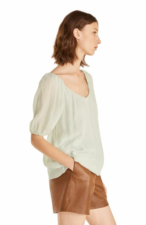 Rebecca Taylor Puff Sleeve Top In Green