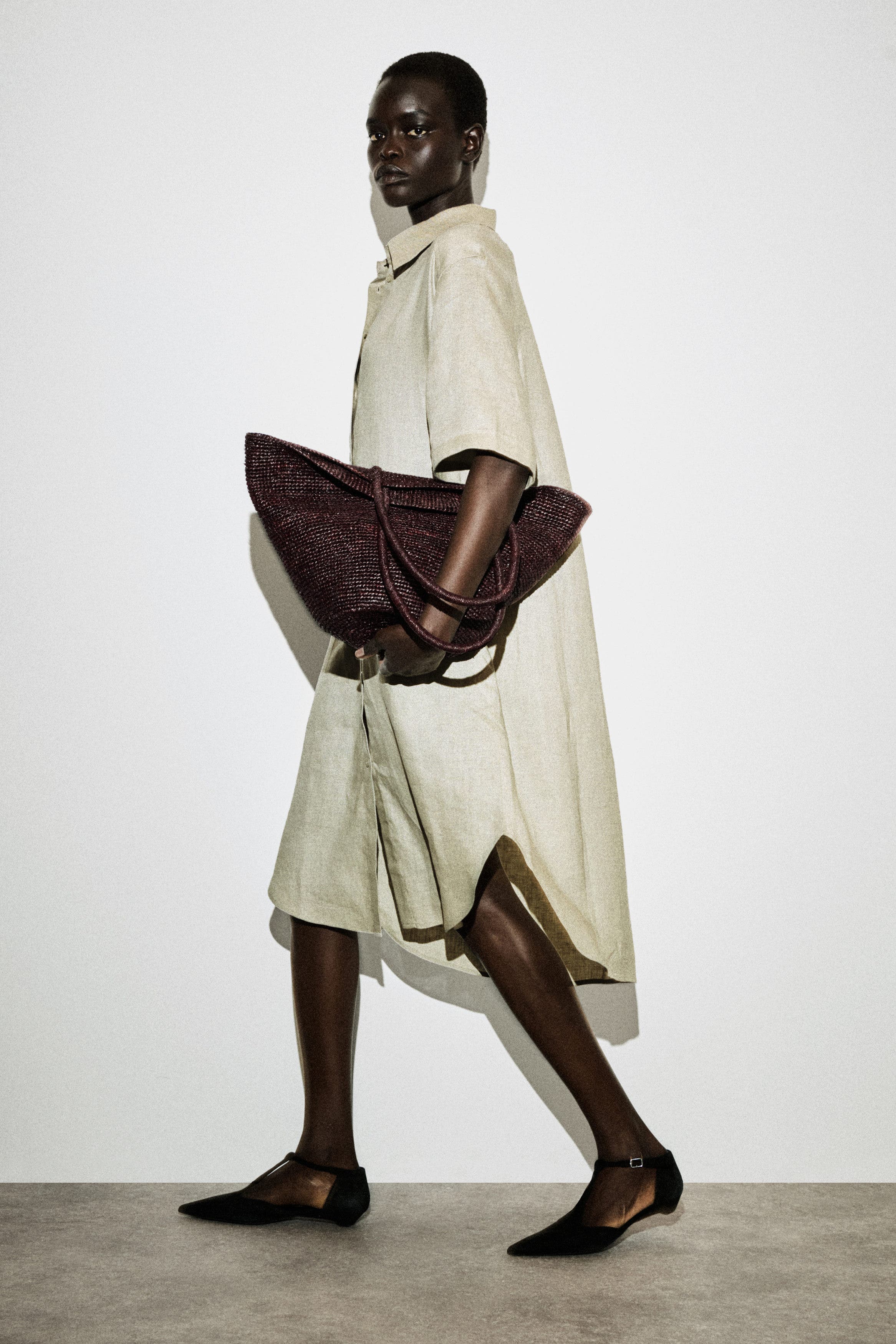 Short-Sleeved Linen Shirt Dress - image 2