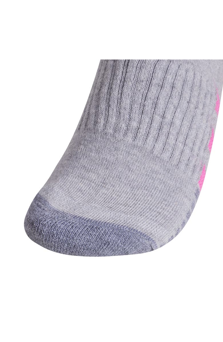 adidas 3-Pack Cushioned 3.0 Ankle Socks, Alternate, color, Light Heather/ Fuchsia/ Blue