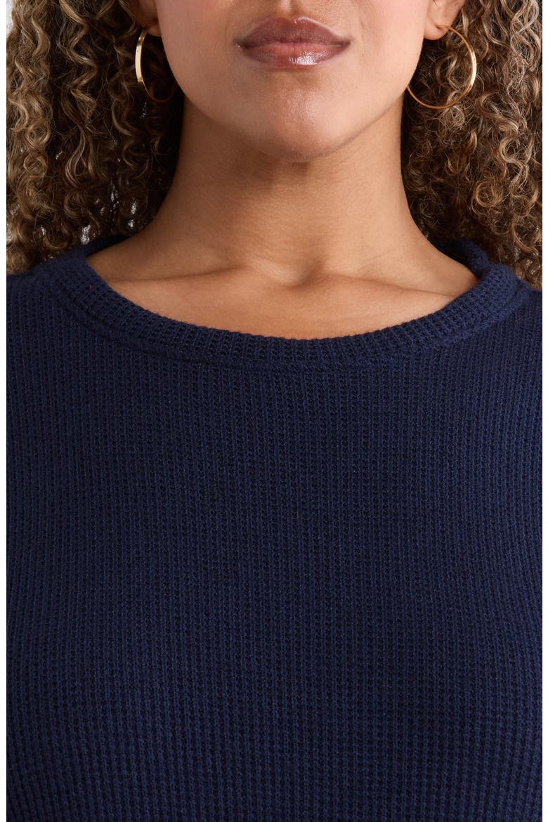 Drop Shoulder Waffle Tee, Alternate, color, NAVY STILL