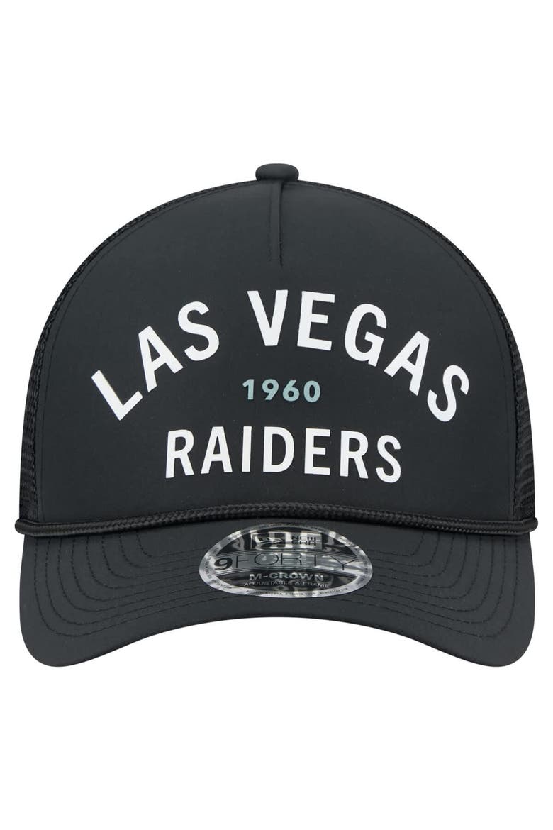 Men's New Era  Black Las Vegas Raiders Active Minimalist M-Crown A-Frame 9FORTY Adjustable Hat, Alternate, color, Black