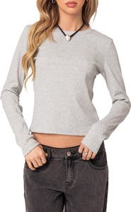 EDIKTED Marny Crop Waffle Top