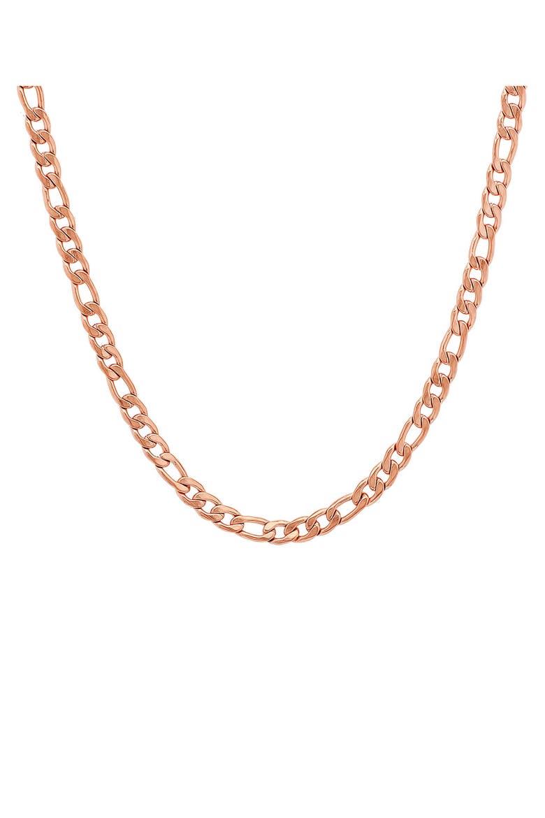 Men's 18k Rose Gold Plated Figaro Chain Necklace, Main, color, ROSE GOLD