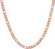 STEELTIME Men's 18k Rose Gold Plated Figaro Chain Necklace