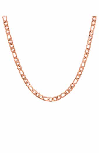 Men's 18k Rose Gold Plated Figaro Chain Necklace