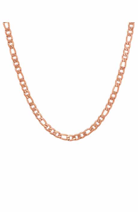 Men's 18k Rose Gold Plated Figaro Chain Necklace