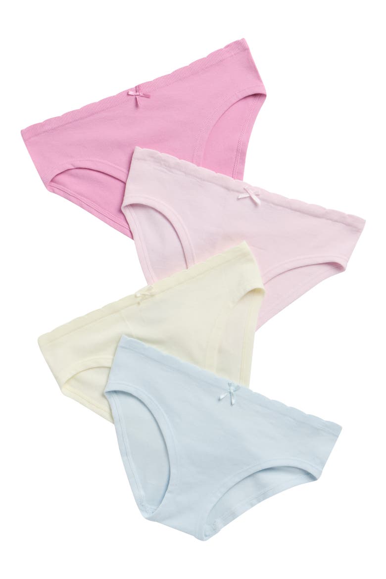 Kids' Assorted 4-Pack Scallop Edge Rib Bikini Briefs, Main, color, MAUVE MAGN/ TARO/ SERENE POOLS