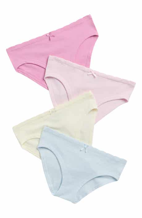 Laura Ashley Kids' Assorted 4-Pack Scallop Edge Rib Bikini Briefs
