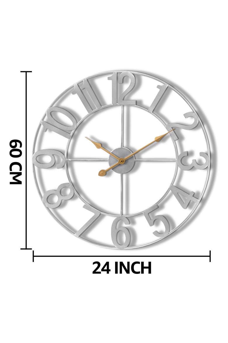 24 Inch Numeral Wall Clock, Alternate, color, SILVER