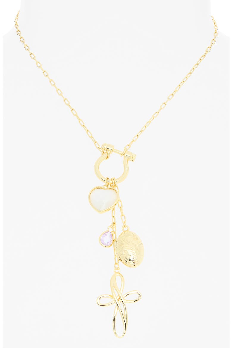 Cross Chunky Chain Necklace, Alternate, color, GOLD