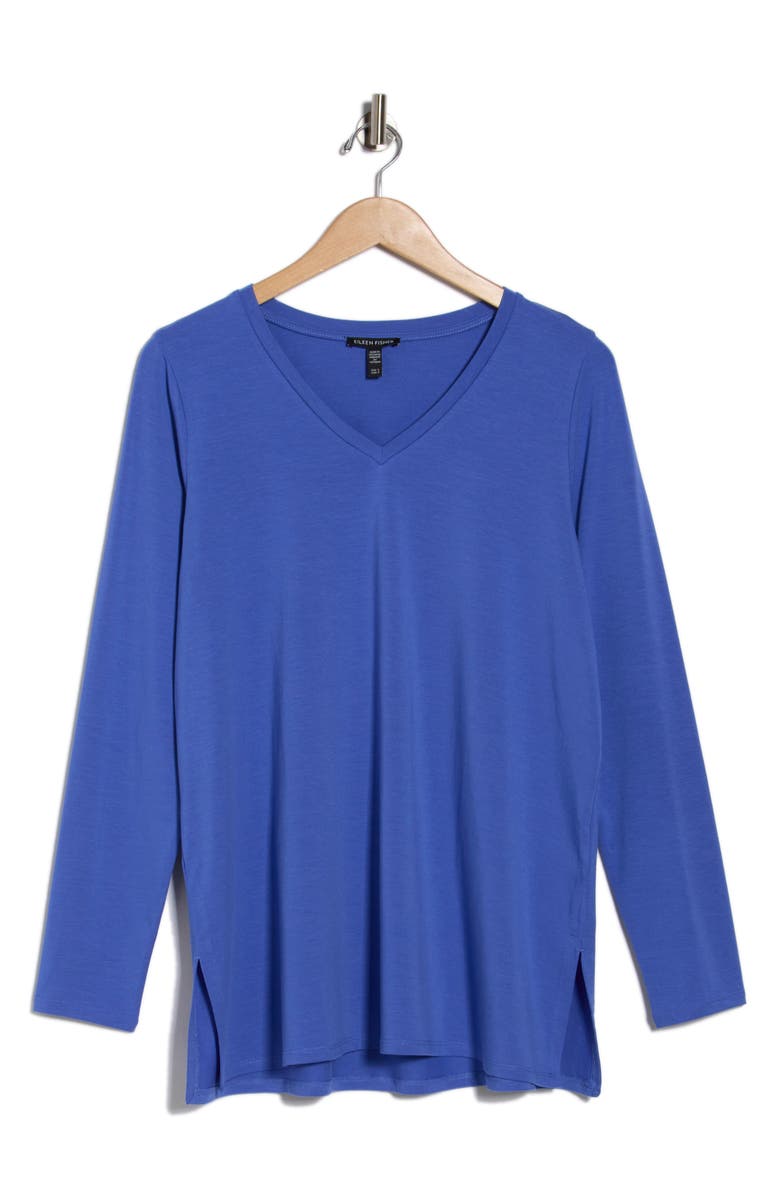 Eileen Fisher V-Neck Long Sleeve Tunic, Alternate, color, Blue Star