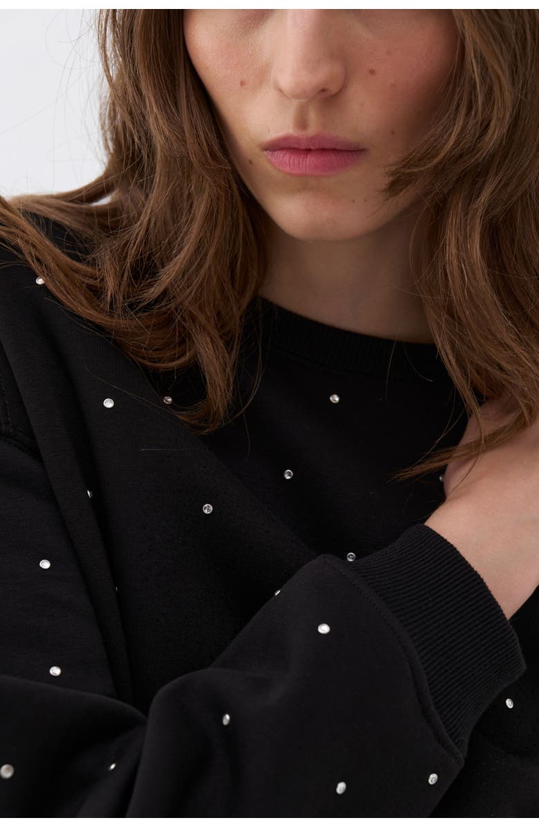 Nocturne Oversized Stone Embellished Sweatshirt, Alternate, color, 