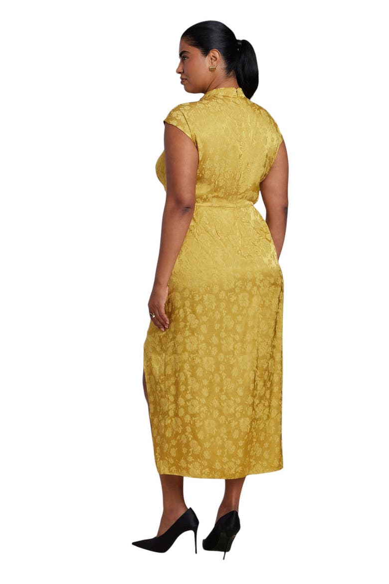 Funnel Neck Jacquard Maxi Dress (plus), Alternate, color, GREEN