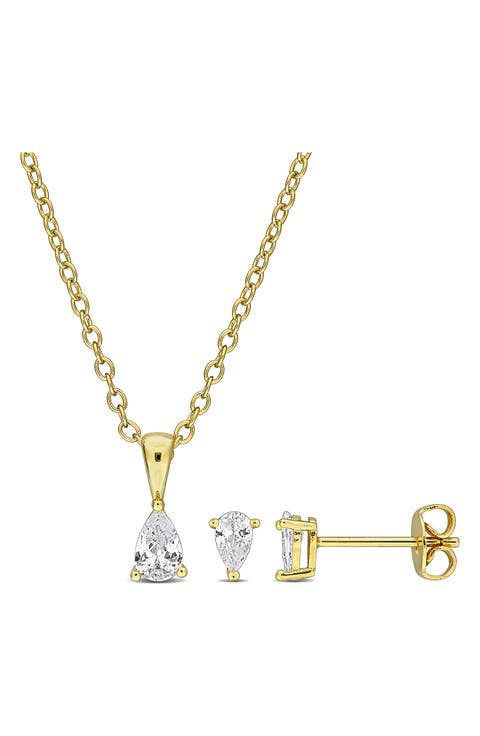Pear Cut Cubic Zirconia Earrings & Necklace Set