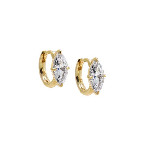 CZ Marquise Embedded Huggie Earring