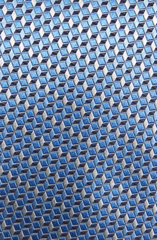 David Donahue Geometric Silk Tie In Blue