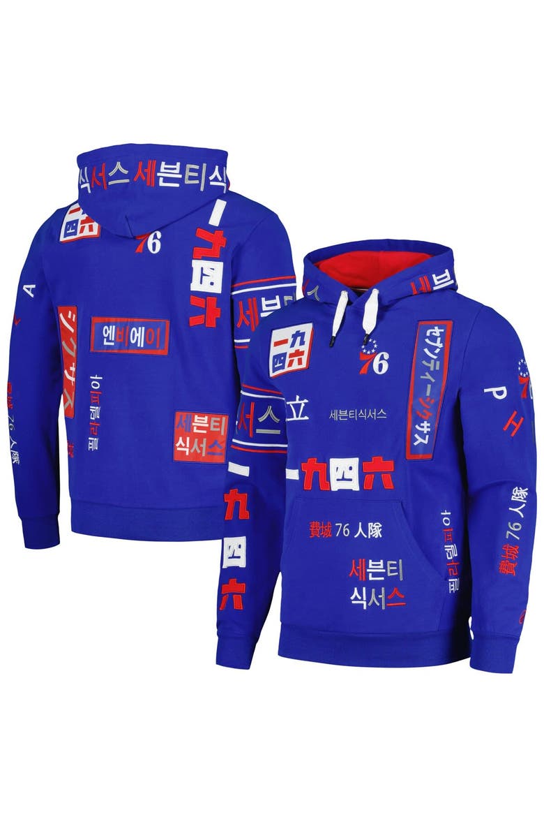 Unisex FISLL Royal Philadelphia 76ers Multi-Language Pullover Hoodie, Main, color, Royal