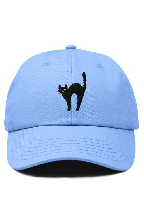 Dalix Black Cat Embroidered Casual Hat In Light Blue